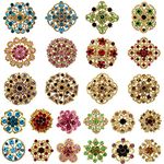 24 Pcs Crystal Rhinestone Brooches for Women Crafts DIY Flower Brooches for Wedding Bridal Party Decor Collar Pins Bouquet Broaches Kit Set