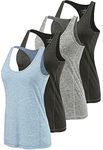 ROSYLINE Workout Tank Tops for Women Racerback Yoga Tops Quick Dry ​Activewear Tanks Black/Grey/Black/Light Blue M