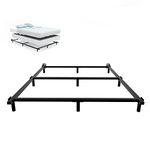 AMOBRO King Bed Frame, Heavy Duty Metal King Size Bed Frame for Boxspring and Mattress, Easy Assembly 9-Leg Support Mattress Base, Noise Free 7-Inch Low Bed Frame, Black