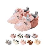 Baby Winter Warm Booties Newborn Boys Girls Soft Fleece Boots Non Slip Sole First Walker Shoes Unisex Infant Snow Slipper Socks 6-12 Months M Pink