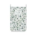 Seamless Watercolor Green Eucalyptus Branches with Leaves on White Hanging Laundry Hamper Bag, Dirty Clothes Bag over the Door, Wall Cloth Basket with Hooks Storage Closet for Bathroom Bedroom