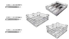 SANJARI Stainless Steel Kitchen Basket | Kitchen Rack | Premium Kitchen Organizer | Modular Kitchen Basket Set of 3 With 20 inch Channel (17 Inch)