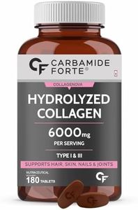 Carbamide Forte Hydrolyzed Marine Collagen Peptides Tablets | Collagen Supplements for Women & Men with Collagen Powder Type 1 & 3 for Joint Support, Glowing Skin & Hair - 180 Tablets