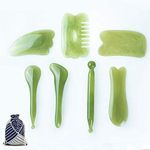 7 Pieces Gua Sha Scraping Massage Tool,Natural Resin GuaSha Tool Massage Tools Set for Face Back and Neck Release,Reduce Muscle Pain (Green)