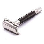 Parker Safety Razor, The SEMI Slant, Double Edge Safety Razor and 5 Parker Blade Refills - Electroplated Graphite Gray Solid Brass Handle - Delivers a Barbershop Shave at Home