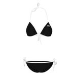 Reebok Womens Two Piece Bikini Set in Black, Halter Neck Triangle Padded Cup Bathing Suit. Stylish Swimsuit Swimwear