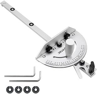 POWERTEC 71143 Deluxe Miter Gauge for Table Saw | Miter Guide with 120 Angle Stops, Silver
