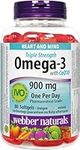 Webber Naturals Omega-3 with CoQ10, 80 Clear Enteric No Fishy Aftertaste Softgels, Supports Cardiovascular Health and Brain Function