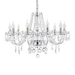 A1A9 Modern Crystal Chandelier with 10-Lights, Clear K9 Crystal Droplet Glass Ceiling Light Fitting Elegant Pendant Lights Fixture for Dining Room, Living Room, Foyer, Lounge, D80cm H60cm Chain 60cm