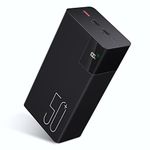 50000mAh Power Bank Portable Charger: 22.5 W Fast Charging External Battery - Powerbank with LED Flashlight and Large Capacity-Black