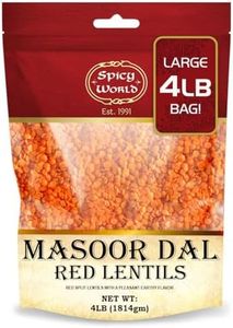 Spicy World Masoor Dal 4 Pound Bag - Split Red Lentils Dry - All Natural, Pure, Vegan - Resealable Bag
