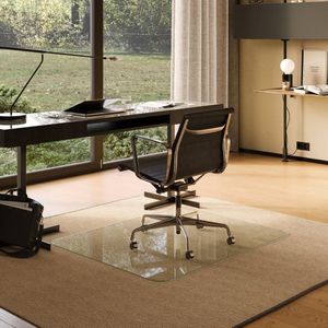 Modern Chair Mat Co. Office Desk Glass Chair Mat - Ultra-Clear Tempered Glass - Easy Glide - Protects Carpet and Hardwood Floors - 46" x 60" Tapered Edge