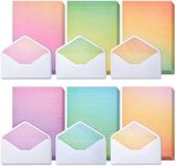 90 Piece Watercolor Stationery Paper and Envelopes Set for Letter Writing, 6 Colorful Designs, 60 Lined Sheets, 30 Envelopes (10.25 x 7.25 In)