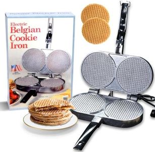 C Palmer Thin Belgian Cookie Iron, Double Waffle Maker for Increased Output, Cast Aluminum Non Toxic Waffle Maker, Create Authentic Thin Belgian Waffles in Your Own Home, Made in the USA, Model 1110