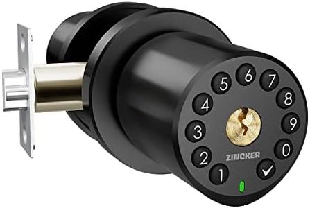 Zincker Door Knob with Keypad Lock Interior Keyless Electronic Pin Code Door Knob 5s Auto-Lock for Bedroom Apartment Garage Office Security Matte Black