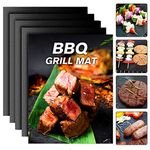 BBQ Grill Mat Set of 6+1,Grill Mat Oven Liner 100% Non-Stick BBQ Mat, Easy to Clean, Oven and Electric Grillss BBQ Accessories,Reusable,Durable, tResistantand,Non-Toxic(13 x 16inch,Black)