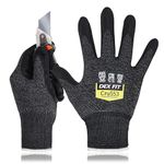 DEX FIT Level 5 Cut Resistant Gloves Cru553, 3D Comfort Stretch Fit, Power Grip, Durable Foam Nitrile, Smart Touch, Machine Washable, Thin & Lightweight, Black Grey 7 (S) 1 Pair