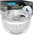 Smile mom Salad Spinner Small Lettuce Spinner Kitchen Gadgets Vegetable Washer, High Efficiency for Home Kitchen Washing & Drying Leafy Vegetables, One-Handed Handle Easy Press 3.8 Qt White