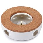 DOPUDO TUSHITA Teapot Warmer, Ceramic Trivet with Cork Cushion, Candle Heater for Teapots Pitchers Carafe, Suitable for Heating Tea, Coffee and Milk