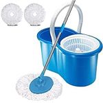 Crystals 360 Degree Spinning Mop Bucket Home Cleaner With Two Mop Heads in Blue Color