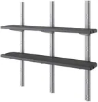 Suncast Vertical Shed 2 Shelf Kit, Space Saving Shelving for Wall Mount Outdoor Storage Structures, 50" W x 11.25" D x 46.75" H, Black