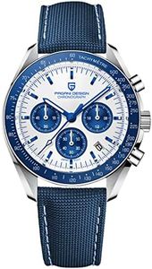 HaiQin Pagani Design Men's Watches Japanese Quartz Movement Stainless Steel Strap Waterproof Casual Dress Analog Watch Professional Chronograph, Blue-Nylon, Analog Watch,Chronograph,Quartz Movement