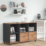 Tribesigns 2 Drawers Lateral File Cabinets, Home Office 47-inch Mobile Wood Filing Cabinet Printer Stand with Wheels and Open Storage Shelves,Drawers for Letter Size (Brown)