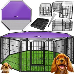 LOVPET® Parque Plegable para Mascotas | Corralito Resistente con Puerta para Perros, Gatos, Cachorros, Conejos, Cobayas, Negro - XXL (con Cubierta)