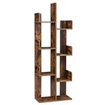 VASAGLE Bookcase, Tree-Shaped Bookshelf with 8 Storage Shelves, Rounded Corners, 19.7 x 9.8 x 55.1 Inches, Rustic Brown ULBC66BXV1