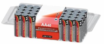 FUJI ENERGY AA Batteries - Alkaline 1.5V - Up To 100% Extra Life - Reliability For Everyday Devices - 10 Year Shelf Life - LR6 MN1500, 40 Count (Pack of 40 - Resealable Box Pack)