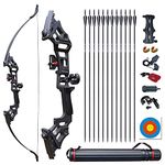 IS-TONGTU Archery Bow Set Recurve Bow and Arrow Adult Set 51" Training Bow Takedown 30 40 50lb Long Bows for Hunting Adult Beginner with 12 Arrows