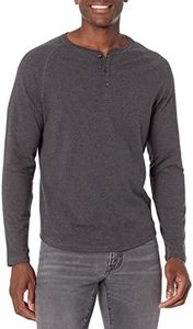 Amazon Essentials Men's Slim-Fit Long-Sleeve Henley Shirt, Charcoal Heather, X-Small