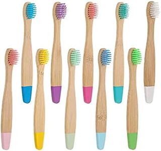 Bamboo Toothbrush, 10Pcs Charcoal Tooth Brush, Natural Wooden Toothbrushes, Soft Bristles Toothbrushes for Kids, Sensitive Teeth Oral Gum Recession (Mixed Colors)