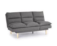 Home Detail 3 Seater Sofa Bed Fabric Padded Pillow Topped Wooden Legs Chaise Recliner