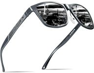 ATTCL Men's Retro Driving Polarized Sunglasses Man Al-Mg Metal Frame Ultra Light UV400 CAT 3 CE (8587-Grey Frame/Grey Lens(Not Mirrored))