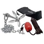 Codinter Kayak Anchor, Grapnel Anchor Kit 3.5 lbs. Galvanized Folding Anchor System for Kayak Fishing