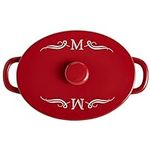 Let's Make Memories Personalized Oval Stoneware Casserole Dish - Initial - Red