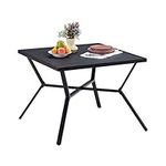 DIFY Outdoor Dining Table for 4, 35.6"x 35.6" Patio Table with Adjustable Umbrella Hole, All Weather Square Outdoor Table for Lawn Garden, Black