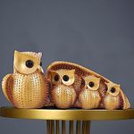 Xtore® Golden Owl Family (Mother & Child) for Home Decor (Pack of 1, Golden)