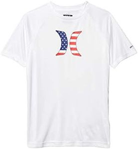 Hurley Boys' Rash Guard Shirt, White/Americana, XL
