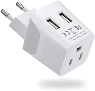 Ceptics Turkey, Egypt, Iceland Travel Adapter Plug with Dual USB - Type C - Europe - Usa Input - Light Weight - Perfect for Cell Phones, Chargers, Cameras and More