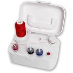 SINGER | Bobbin Winder For Sewing Machines - For Class 15 and 15J Bobbins - Simple & Portable - Battery Powered With Included Power Adapter, White