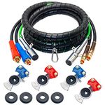 Dazakoot 15FT Air Line Hose Kit, 3 in 1 Wrap ABS & Power Air Line Hose for Semi Truck Tractor Trailer, Airline Air Hose Kit with 2 Pairs Aluminum Emergency Glad Hands