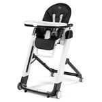 Peg Perego Siesta, Grow with Baby Folding High Chair & Recliner, Height Adjustable, Quick Clean & Easy Push Wheels for Babies & Toddlers, Made in Italy, Licorice (Black)