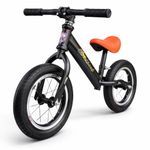 GOCART WITH G LOGO 12inch Tier Lightweight Without Pedal Adjustable Seat Kids Cycle for Girls and Boys, Rigid, Black