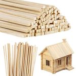 Partideal 120 Pcs Balsa Wood Sticks,3 x 3 x 300 mm Natural Wooden Dowels,Unfinished Square Wood Strips,Long Lollipop Sticks for DIY Crafts Model Making Woodcraft Decoration