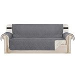 H.VERSAILTEX Reversible Sofa Slipcover Furniture Protector Water Resistant 2 Inch Wide Elastic Straps Sofa Cover Couch Covers Pets Kids Fit Sitting Width Up to 66" (Sofa: 75" x 110", Gray/Beige)