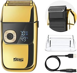 DSP® Bald Shaver for Men Shavers for Men 2 in1 Barber Shaver with Precision Trimmer 3-Speed Electric Razor with LED Digital Display Stainless Steel (Gold)