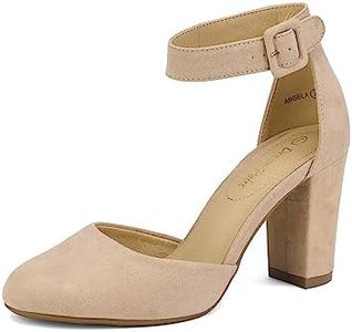 DREAM PAIRS Women’s Nude Suede High Heel Ankle Strap Party Pumps Shoes Size 5M US Angela