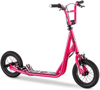 Mongoose Expo Kick Scooter, BMX-Style Handlebar & Brake Cable Rotor, For Riders Ages 6 and Up, Rear Axle Pegs, 12-Inch Air Tires, Max. Weight of 175 lbs., Pink/Black